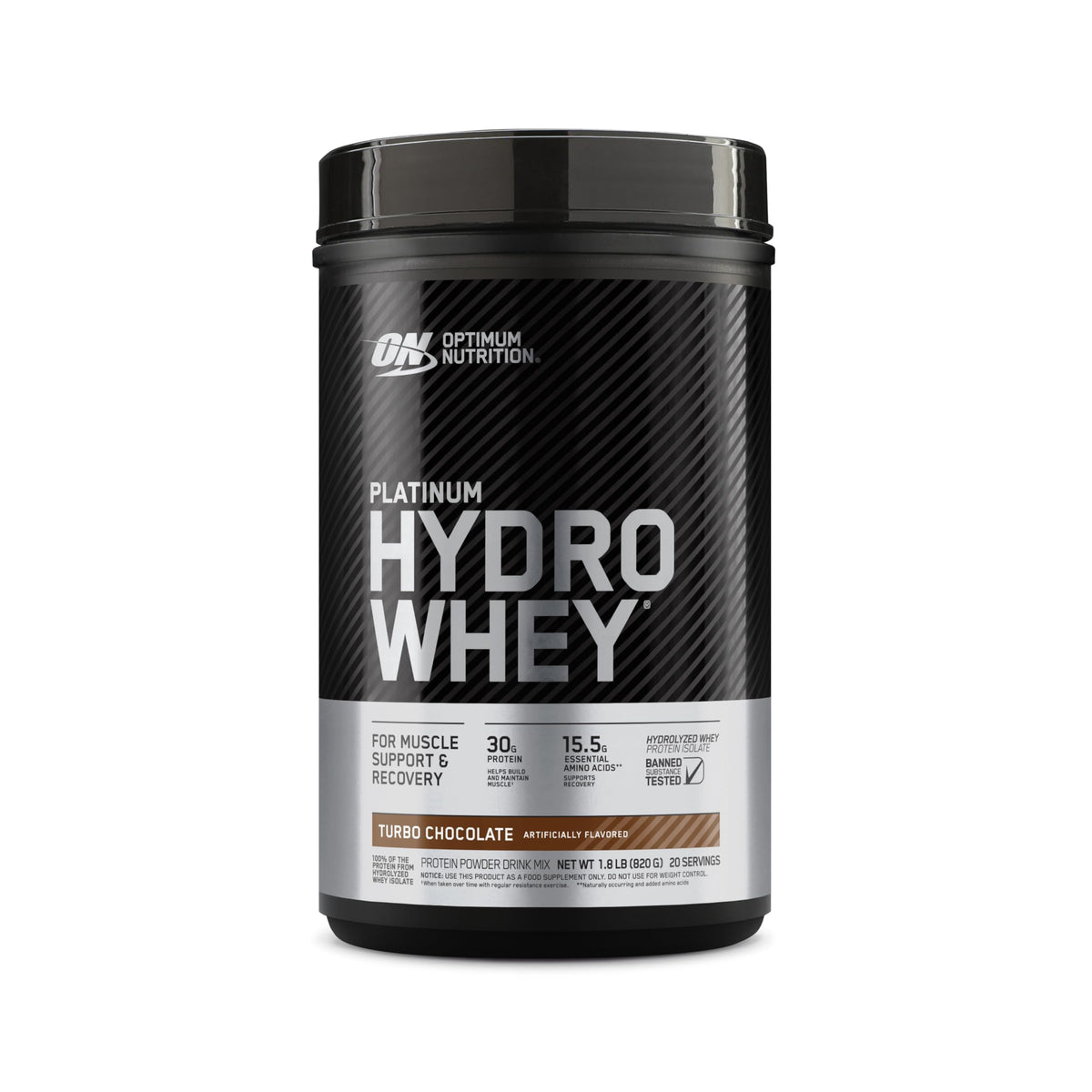 Pot Optimum Nutrition Platinum Hydrowhey Turbo Chocolate prêt à être mélangé