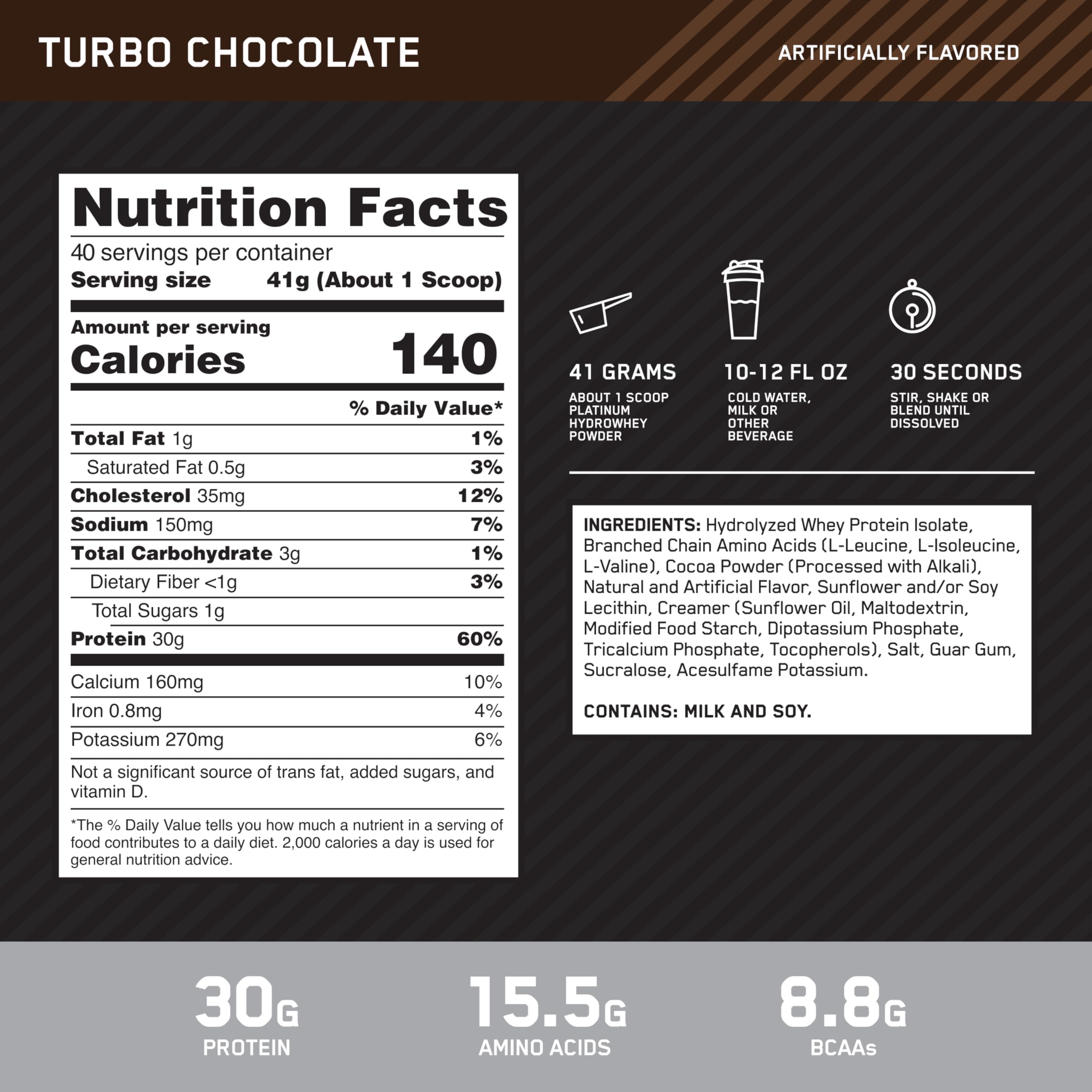 Optimum Nutrition Platinum Hydrowhey poudre micronisée pour un mélange rapide et homogène.