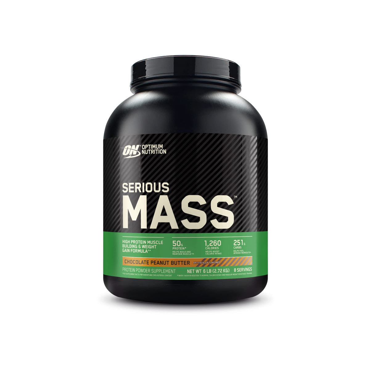 Optimum Nutrition Serious Mass – Bouteille Chocolat-Cacahuète, shake calorique dense pour prise de masse.