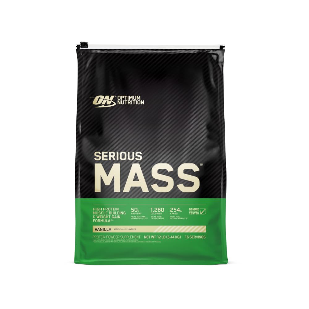 Optimum Nutrition Serious Mass en bouteille vanille prête pour un shake riche en calories.