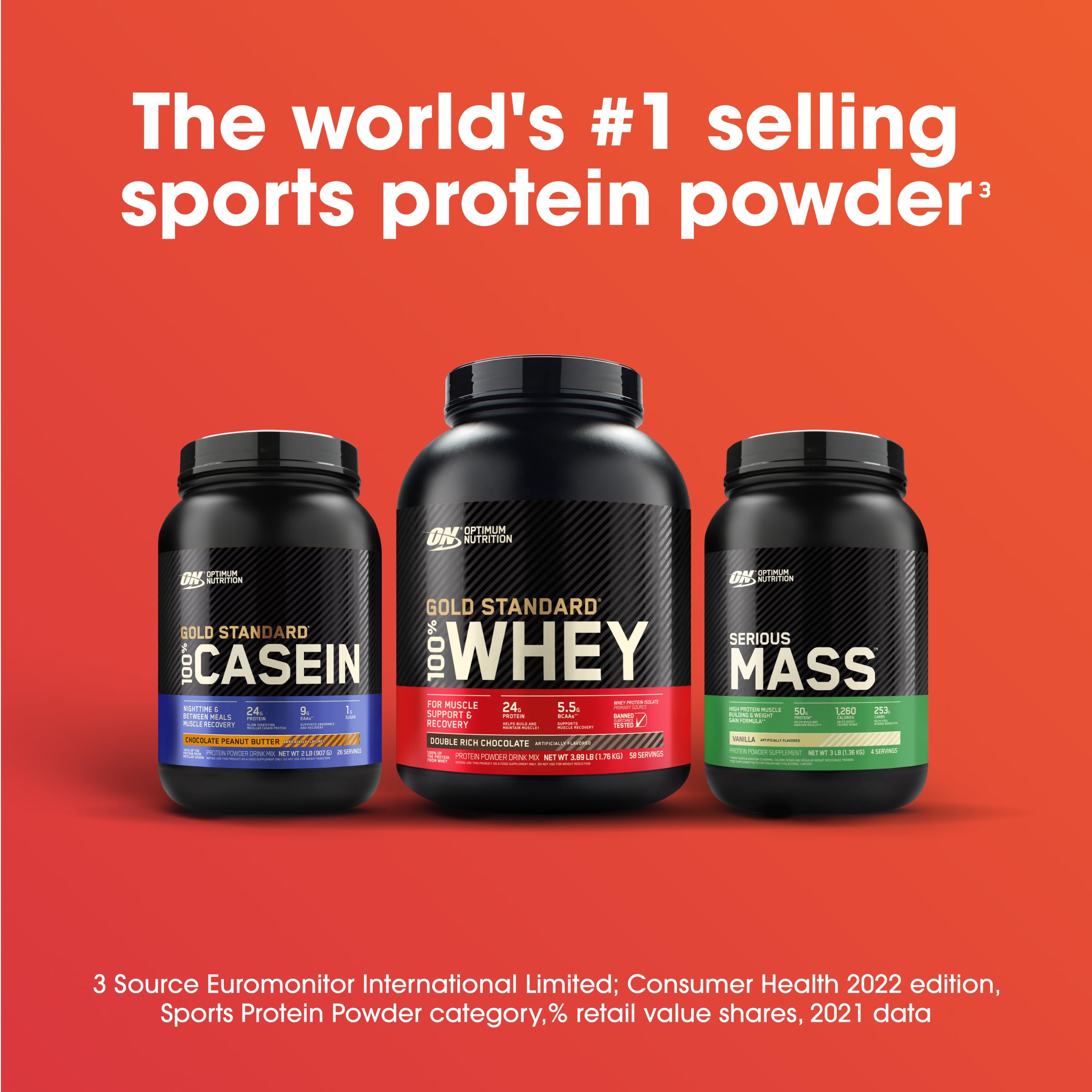 Optimum Nutrition Serious Mass Fraise – contenant riche en calories et glucides pour l'énergie.