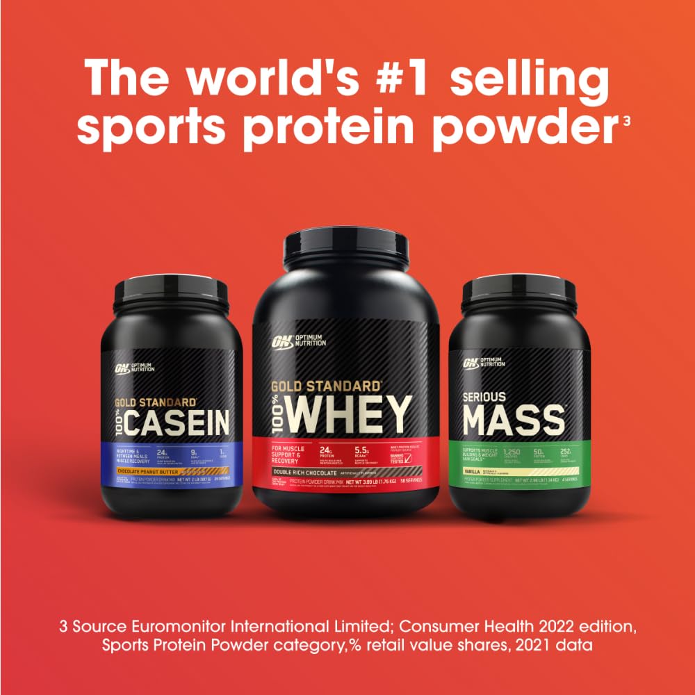 Optimum Nutrition Serious Mass – Mélange banane avec fruits : boost calorique pour snack d'entraînement.