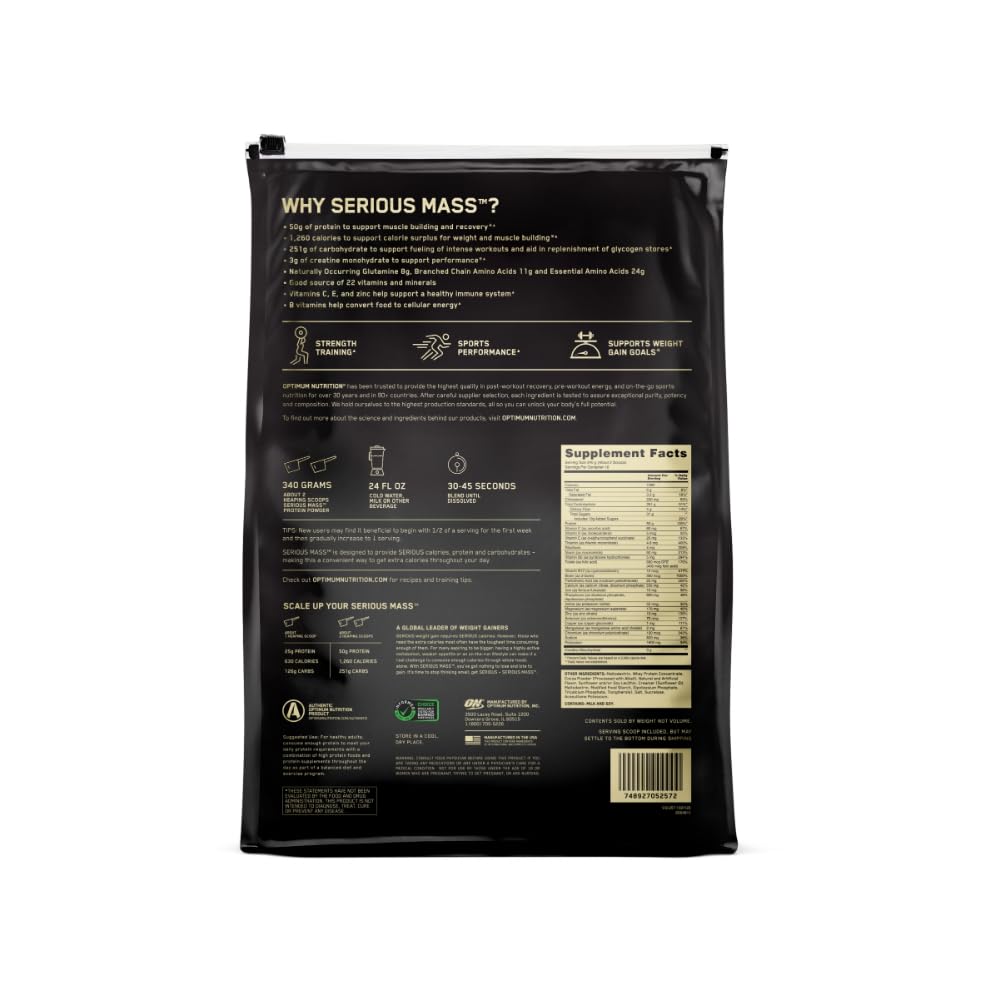 Optimum Nutrition Serious Mass, préparation gourmande et facile à préparer.