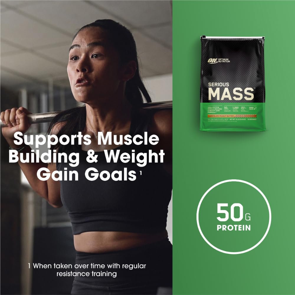 Optimum Nutrition Serious Mass, shake prêt après l'entraînement.