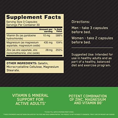Tablettes Optimum Nutrition Zinc Magnesium Aspartate, prise quotidienne pratique