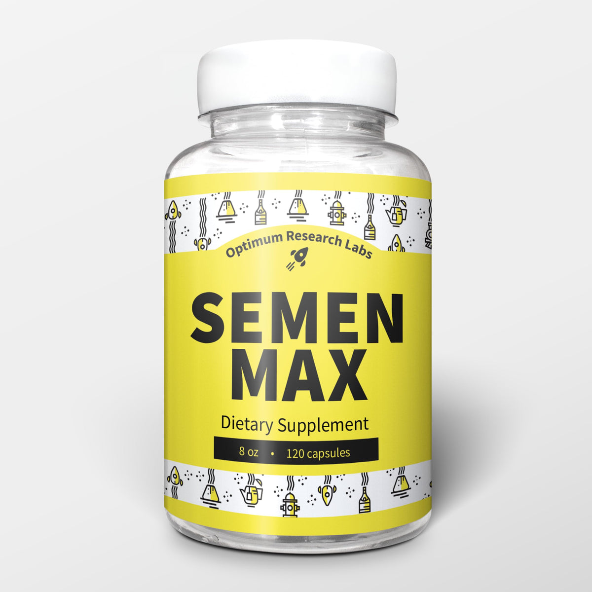 Optimum Research Labs Semen Max – bouteille montrant le volume potentiel et la vitalité masculine
