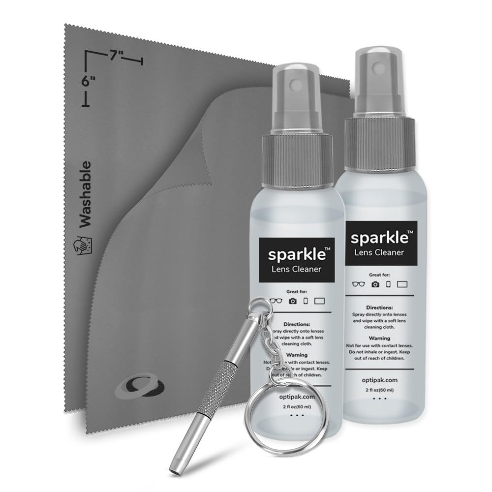 Optipak Sparkle — Bouteille pulvérisateur: nettoyage sans traces pour lunettes et écrans.