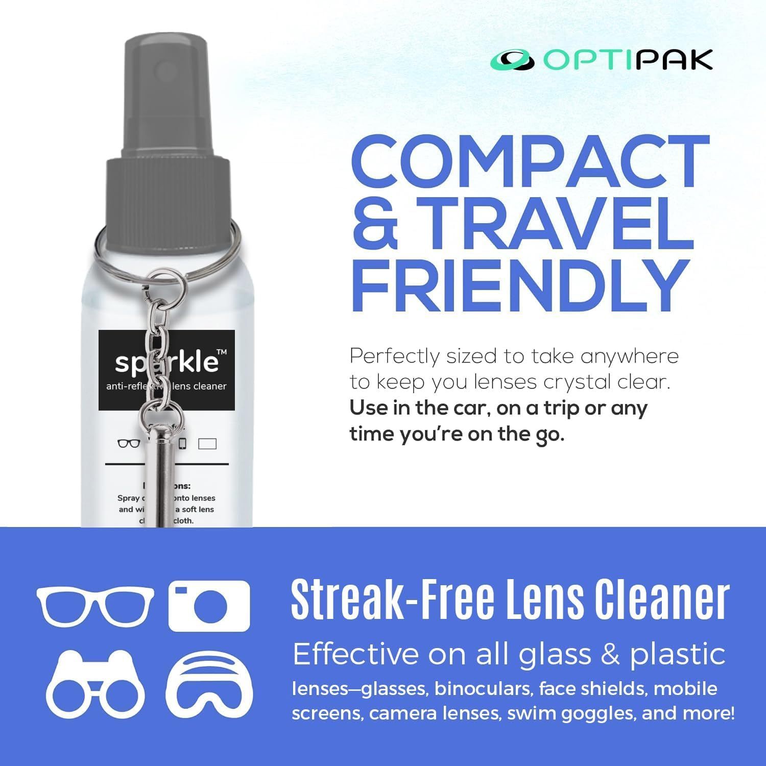 Optipak Sparkle — Chiffon microfibre 6x7: enlève poussière et traces sur lentilles.