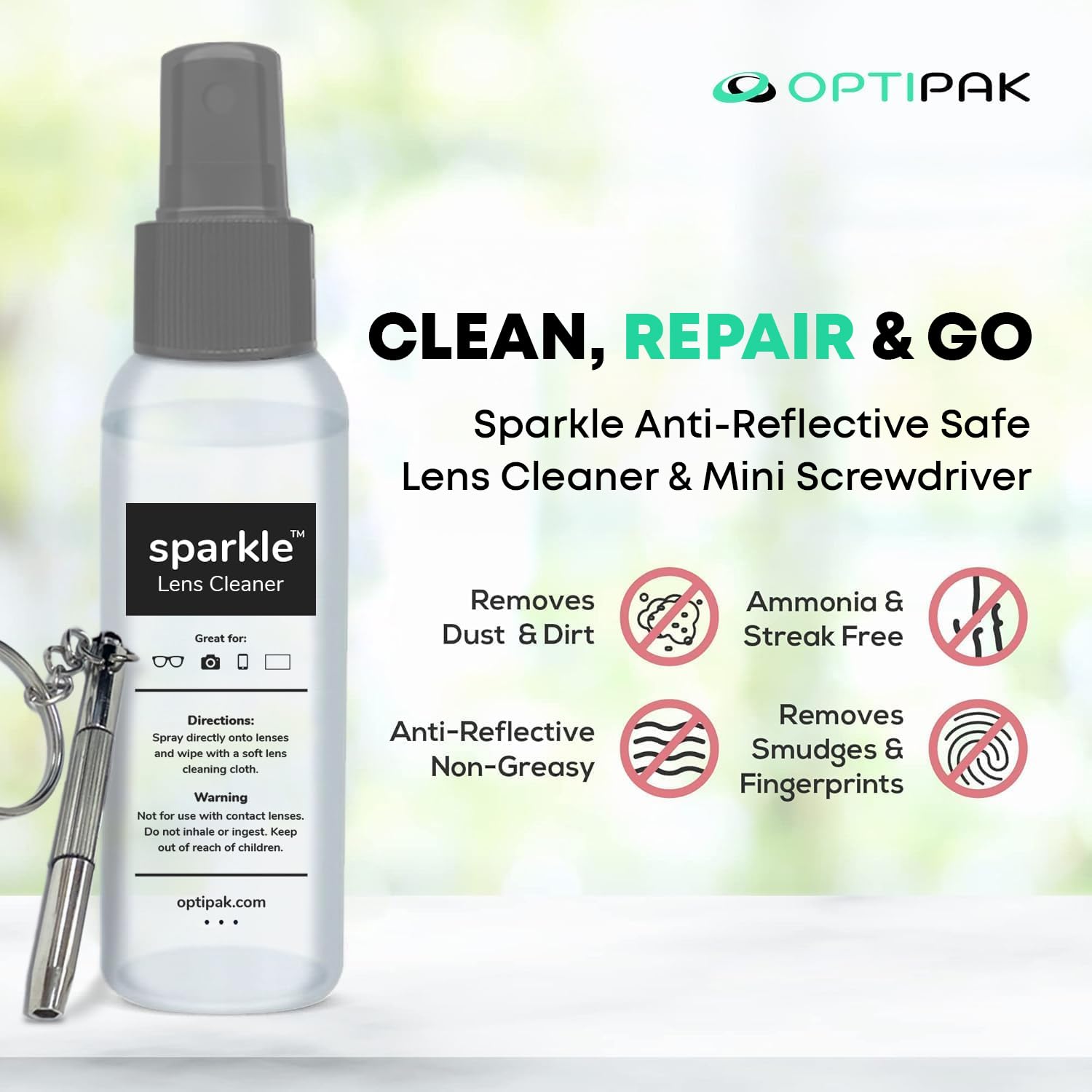 Optipak Sparkle — Deux flacons 2oz: solution pratique pour nettoyage quotidien.