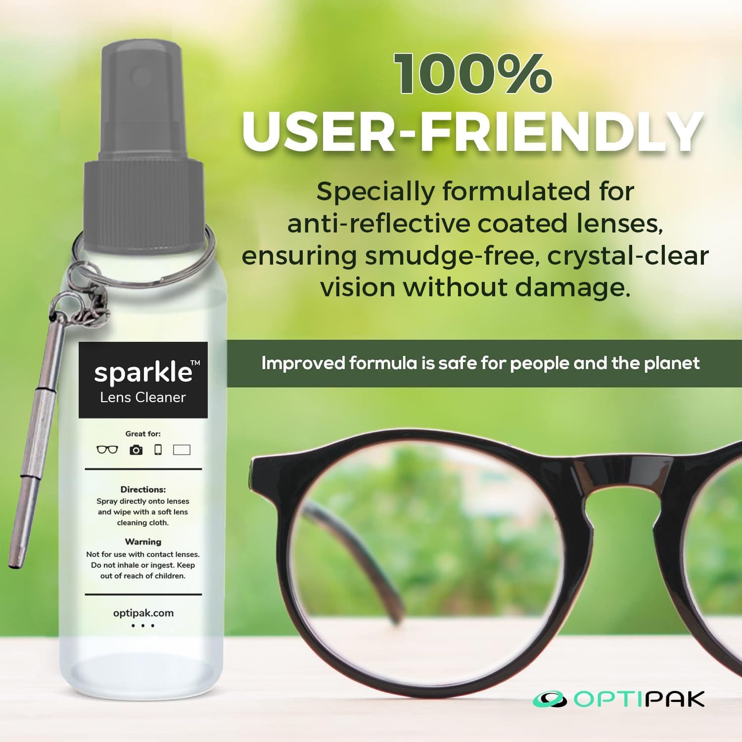 Optipak Sparkle — Nettoyage d'écrans et dispositifs: usage sûr et polyvalent.