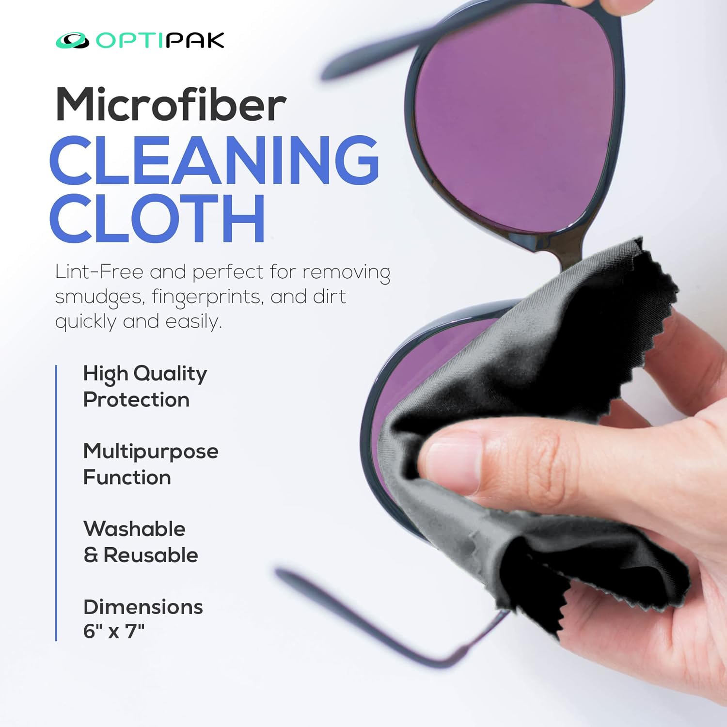 Optipak Sparkle — Nettoyage lunettes: finition sans rayures et sans résidu.