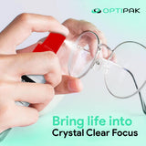 Optipak Sparkle: spray et chiffons inclus pour lunettes et écrans.