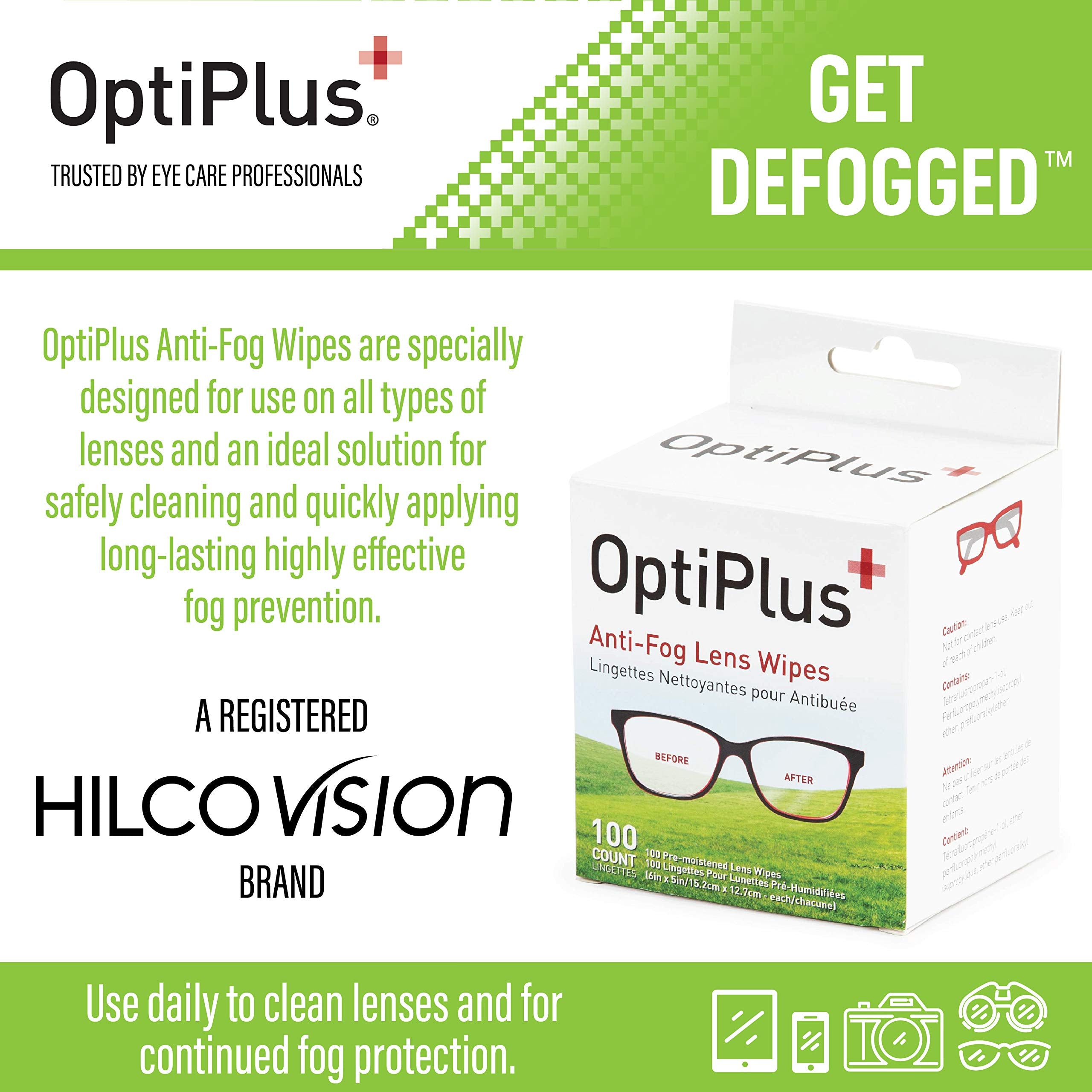 OptiPlus lingettes nettoyage lunettes éliminent traces