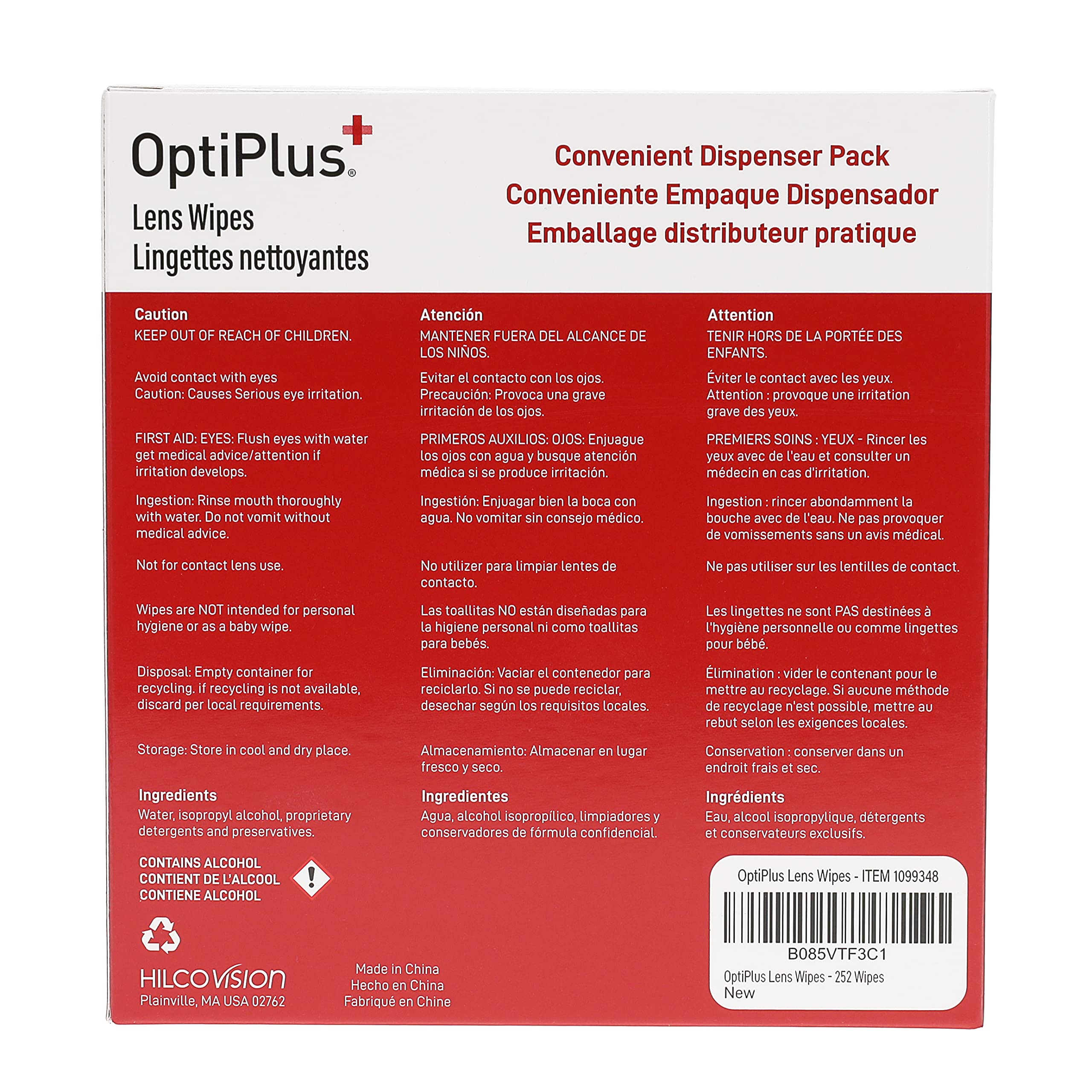 Lingettes OptiPlus nettoyage ponctuel, idéal sur montures et écrans électroniques.