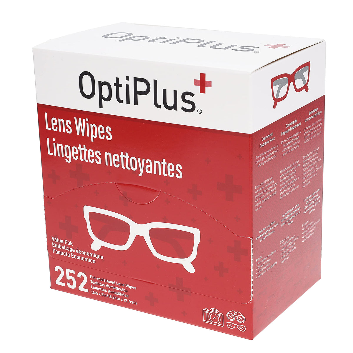 Lingettes OptiPlus pour lunettes, nettoyage en douceur sans traces.