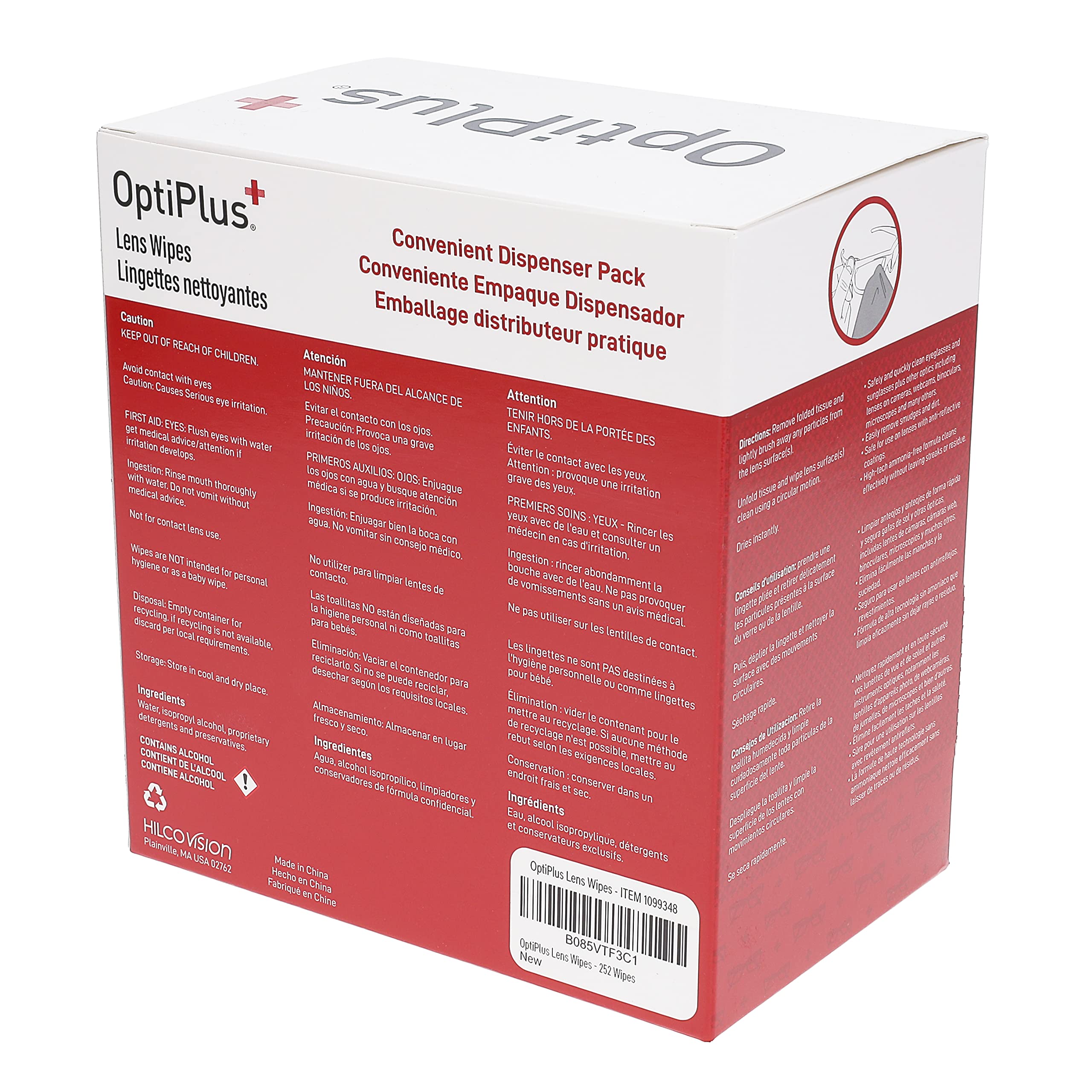 Lingettes OptiPlus portables, usage quotidien pratique en voiture ou au bureau.