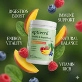 Optiverd Greens, bouteille ouverte prête à mélanger pour détox