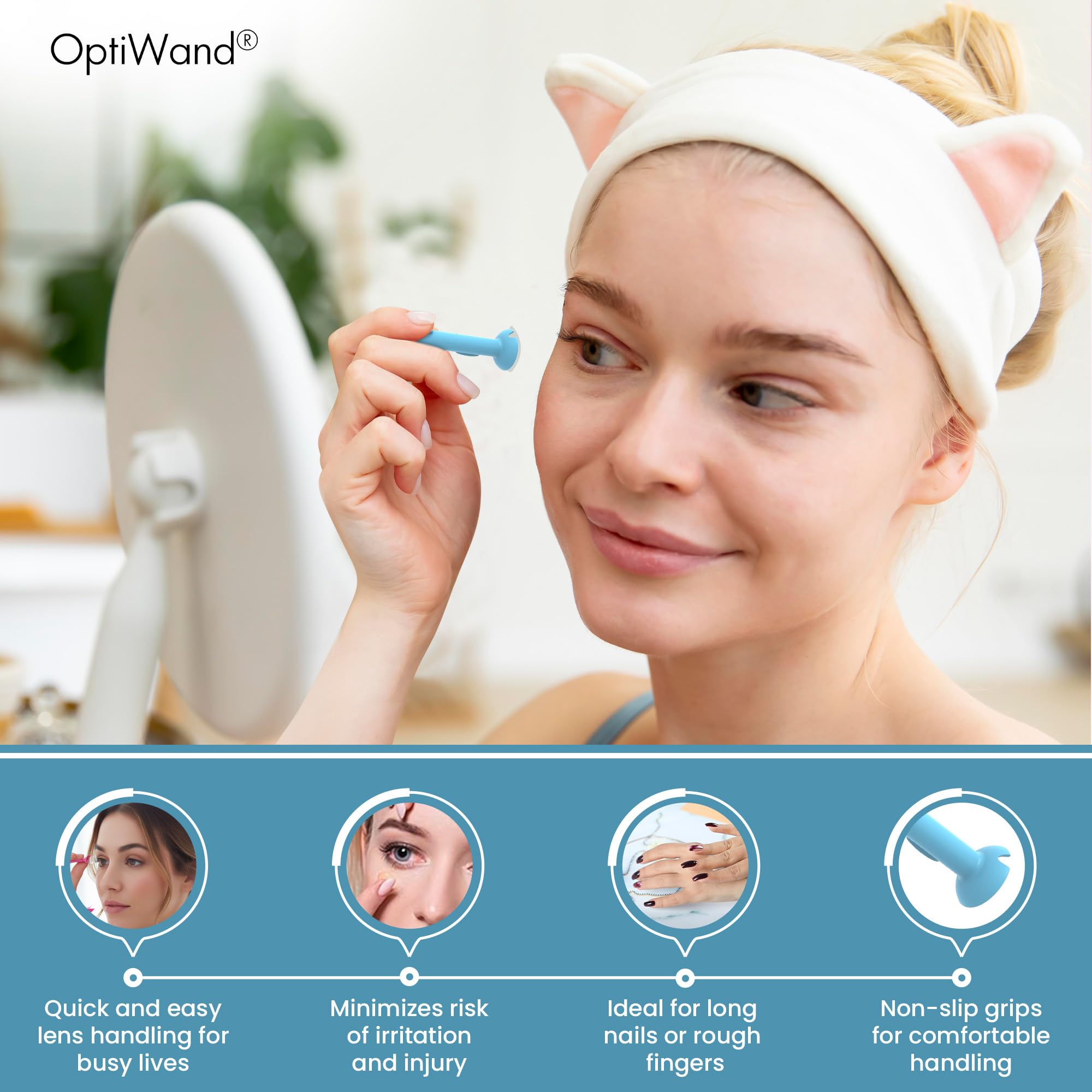 OptiWand, compatibilite lentilles souples: convient à divers types.