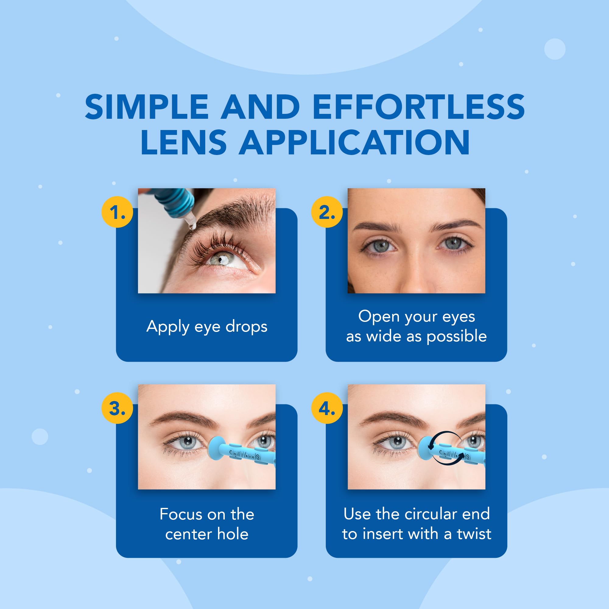 OptiWand Pincher retrait en douceur des lentilles souples pour plus de confort.