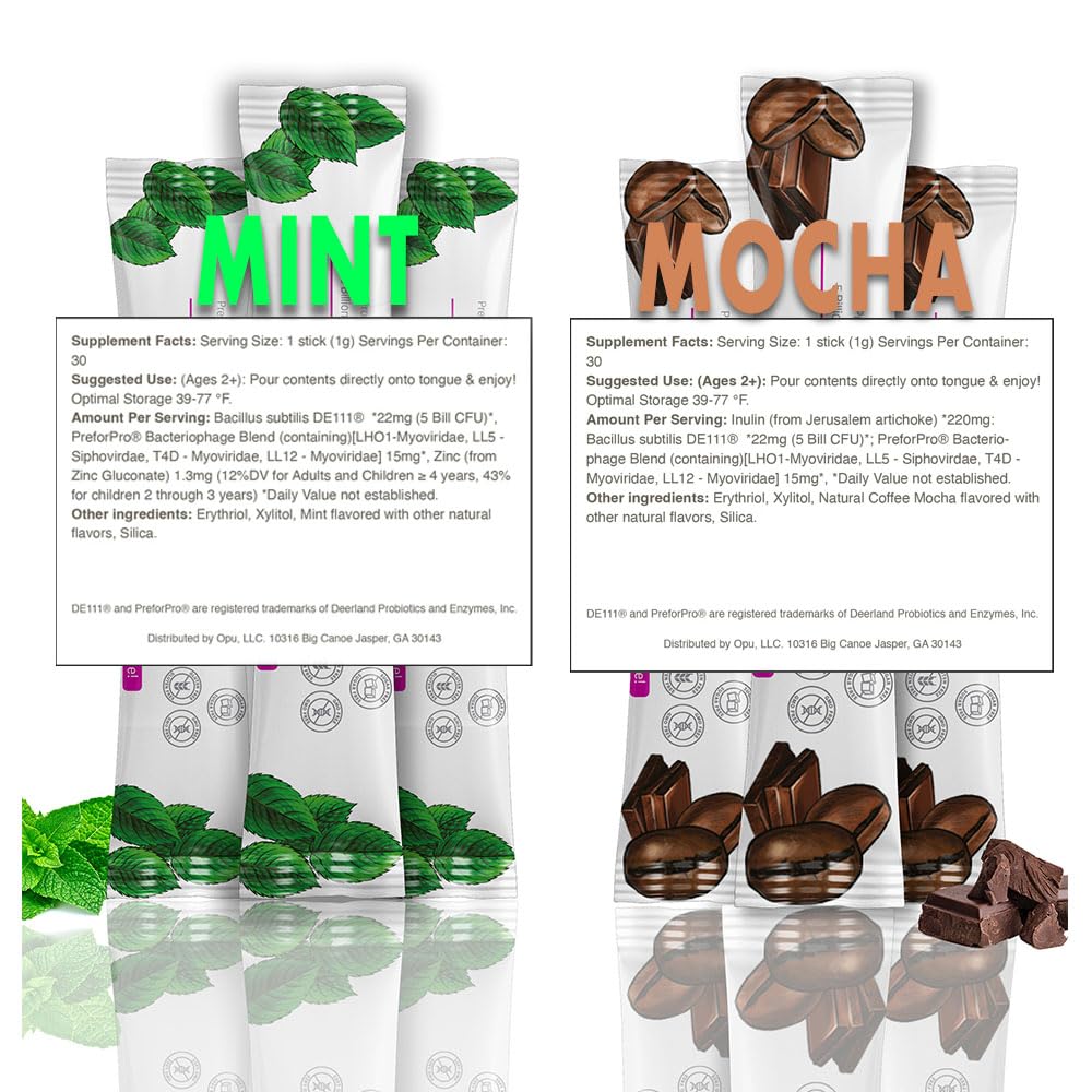 Opu Probiotics Mint: dissolution instantanée et saveur menthe rafraîchissante