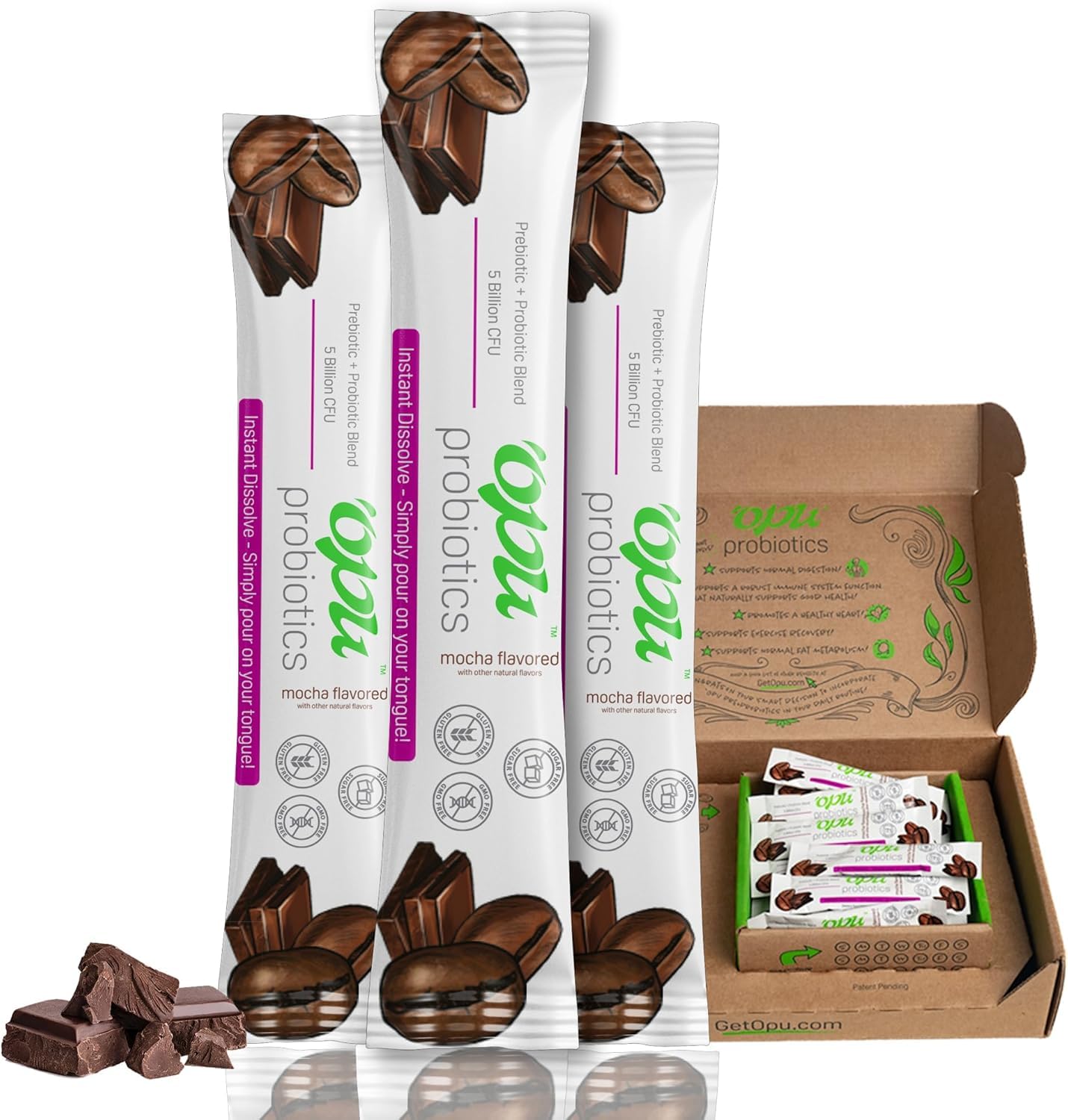 Opu Probiotics Mocha: dissolution instantanée et goût mocha délicieux