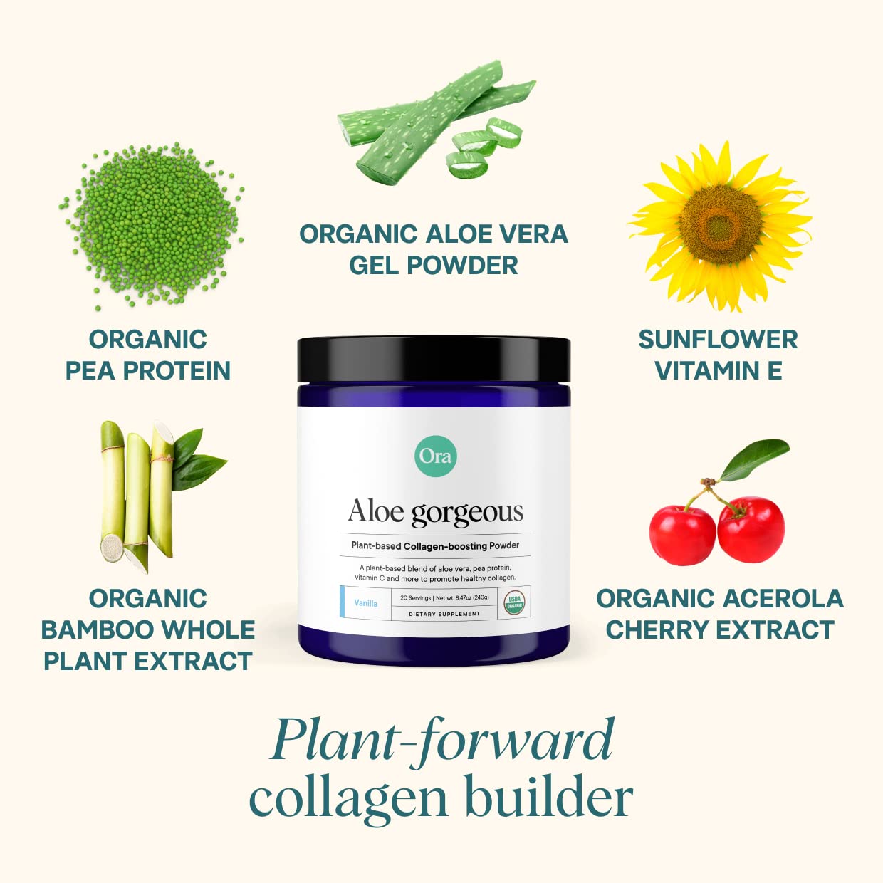 Ora Organic Aloe Gorgeous cuillère doseur pour doser facilement dans vos boissons.