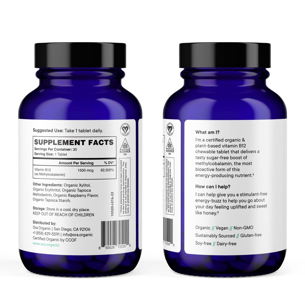 Ora Organic B12 methylcobalamin, absorption optimisée et utile cognitive légère.