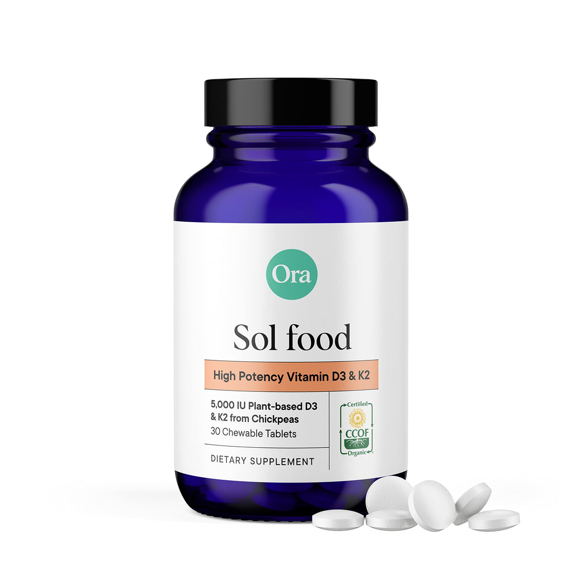 Ora Organic – bouteille D3 K2: soutien potentiel à l’absorption du calcium.