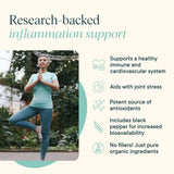 Ingrédients purs: curcuma biologique et piperine sans additifs.