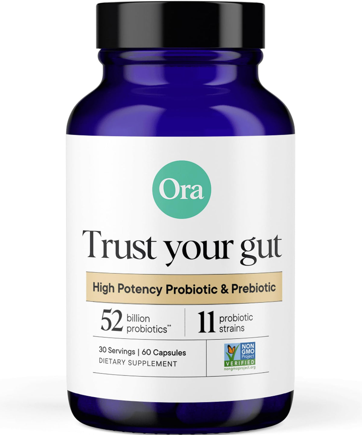 Ora Organic Probiotics bouteille 52milliards CFU soutien digestion potentiel