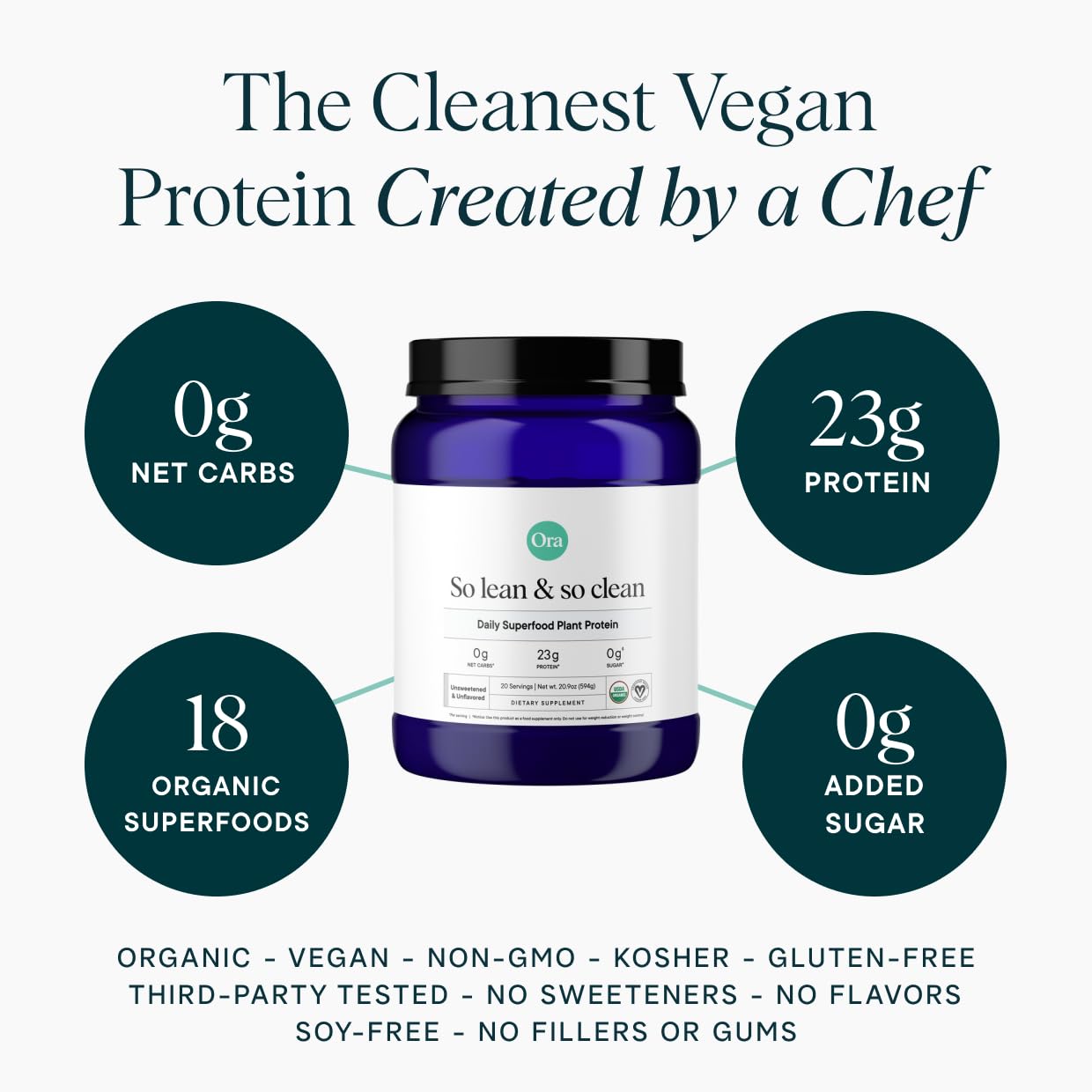 Doseur inclus avec Ora Organic Protéine Végan pour mesurer facilement chaque portion.