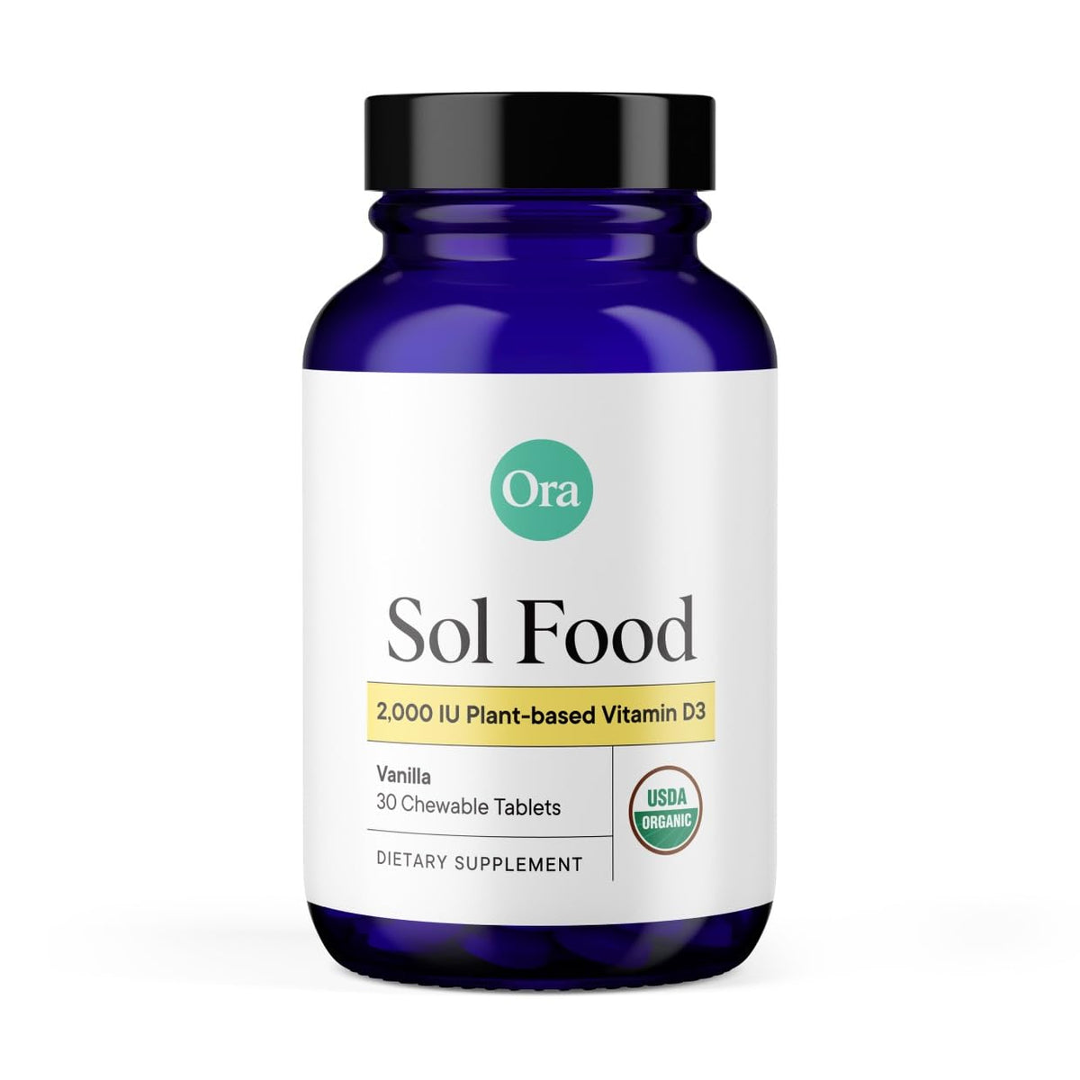 Ora Organic Vitamine D3 2000IU, bonbons vanille véganes, douceur naturelle pour l’énergie.
