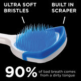 Orabrush brins micro-pointes langue, accès profond aux crevasses.