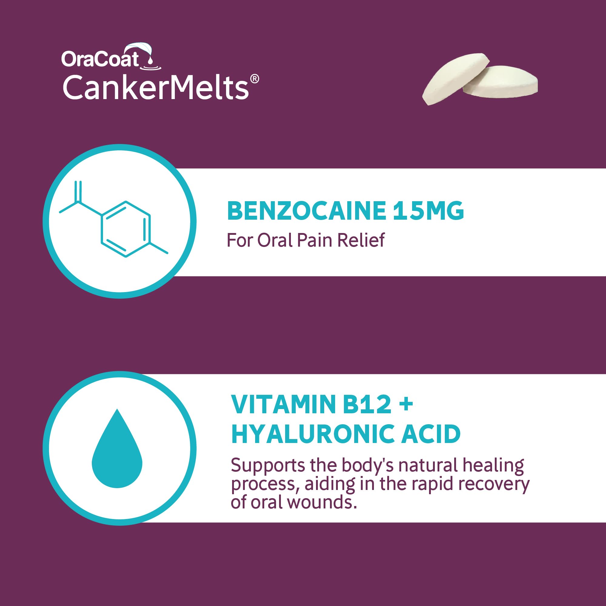 Acide hyaluronique et vitamine B12 soutiennent le processus de guérison local.