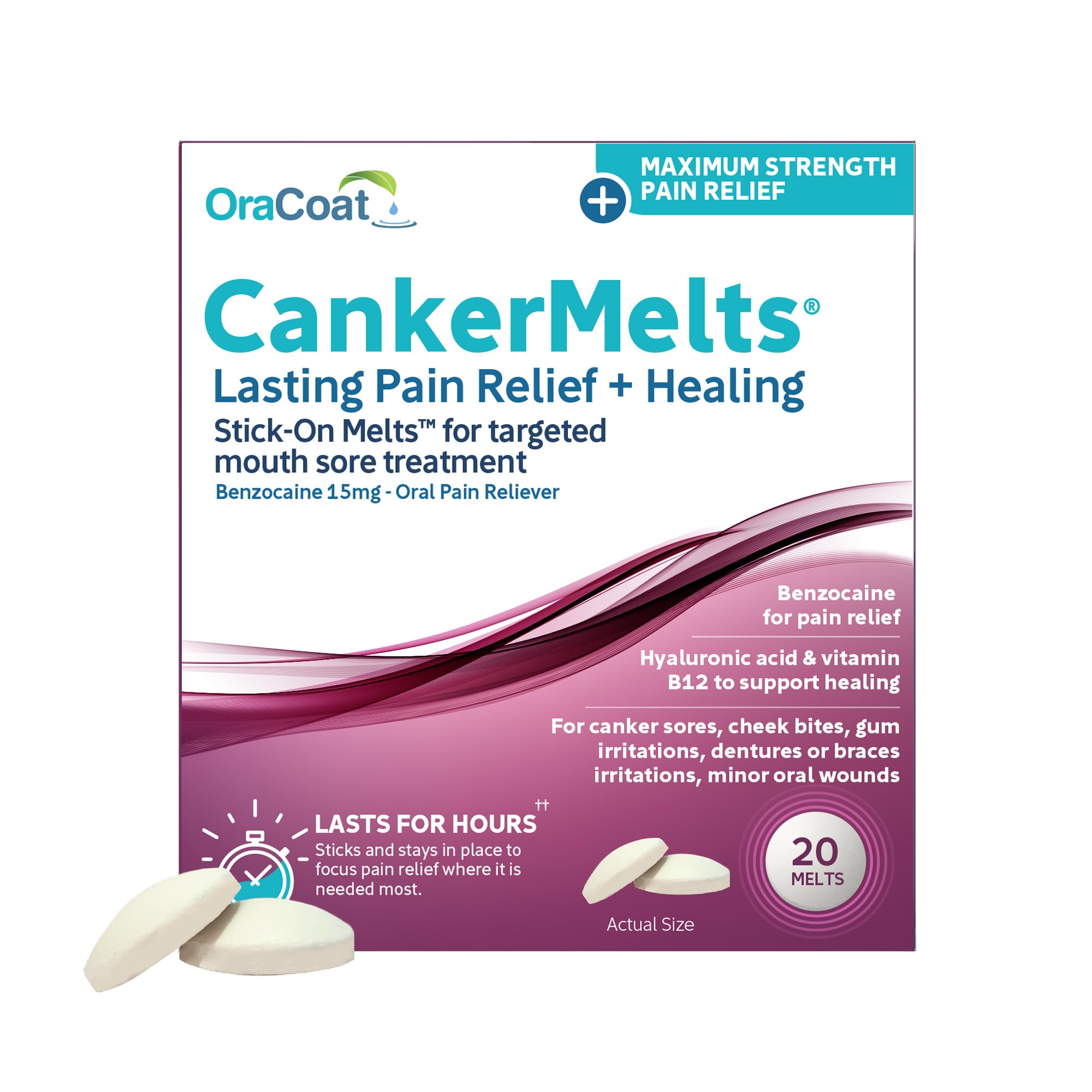 Oracoat CankerMelts emballage pratique pour voyager et emporter.