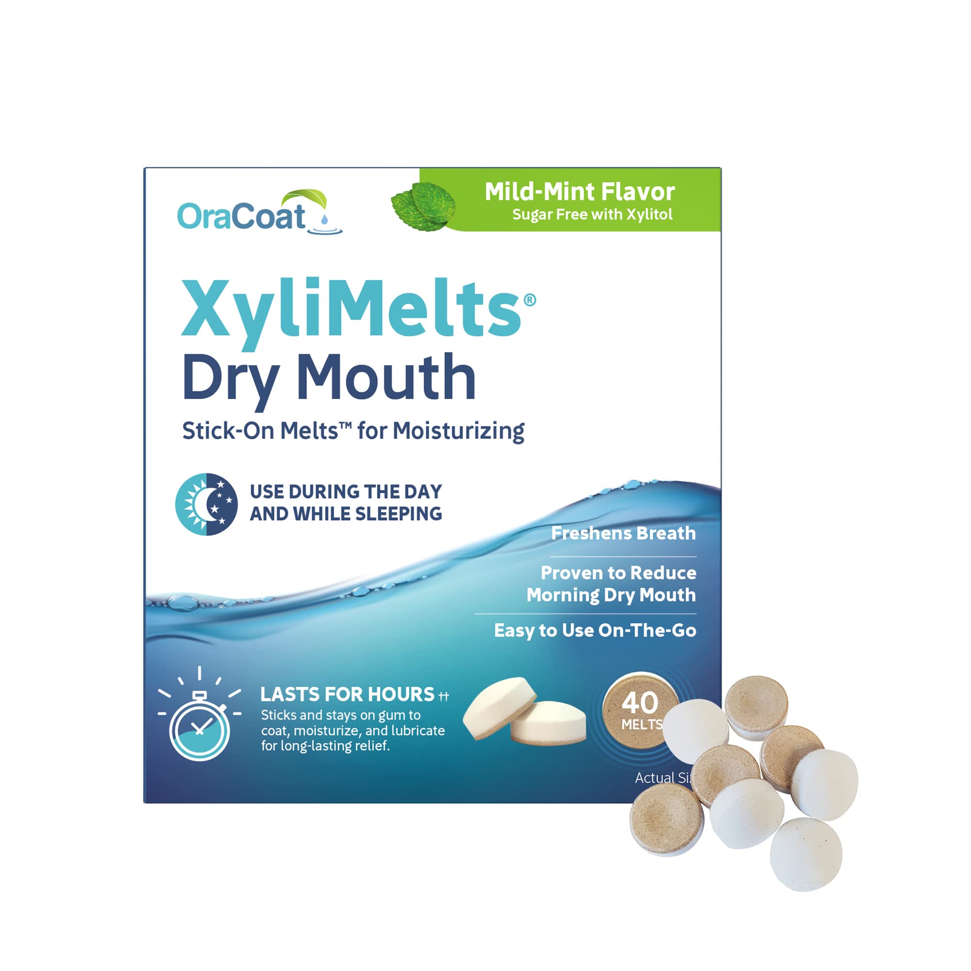 Oracoat XyliMelts: disque adhésif pour dents et gencives, hydratation durable.