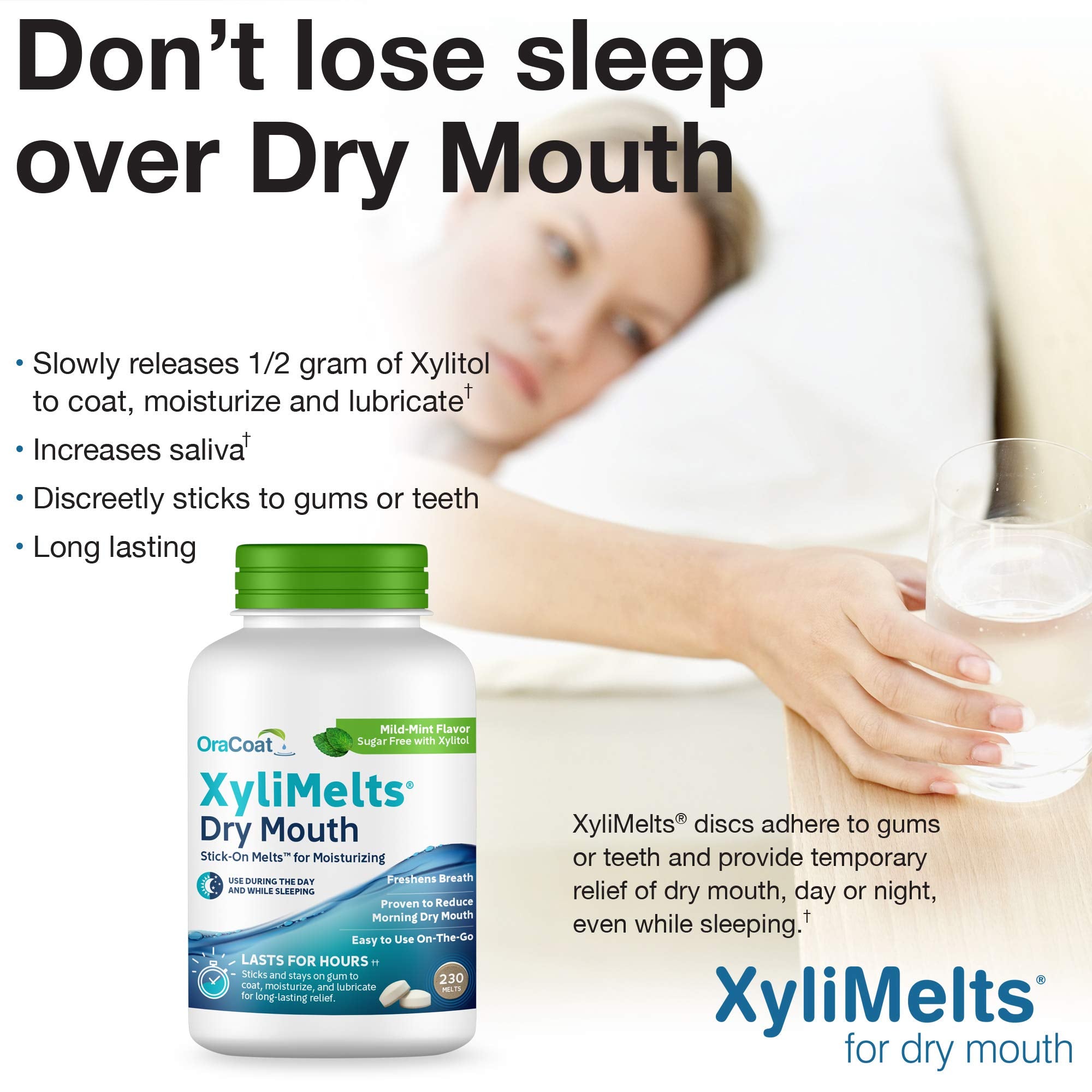 Oracoat XyliMelts flux de salive, peut aider à maintenir l'hydratation buccale.