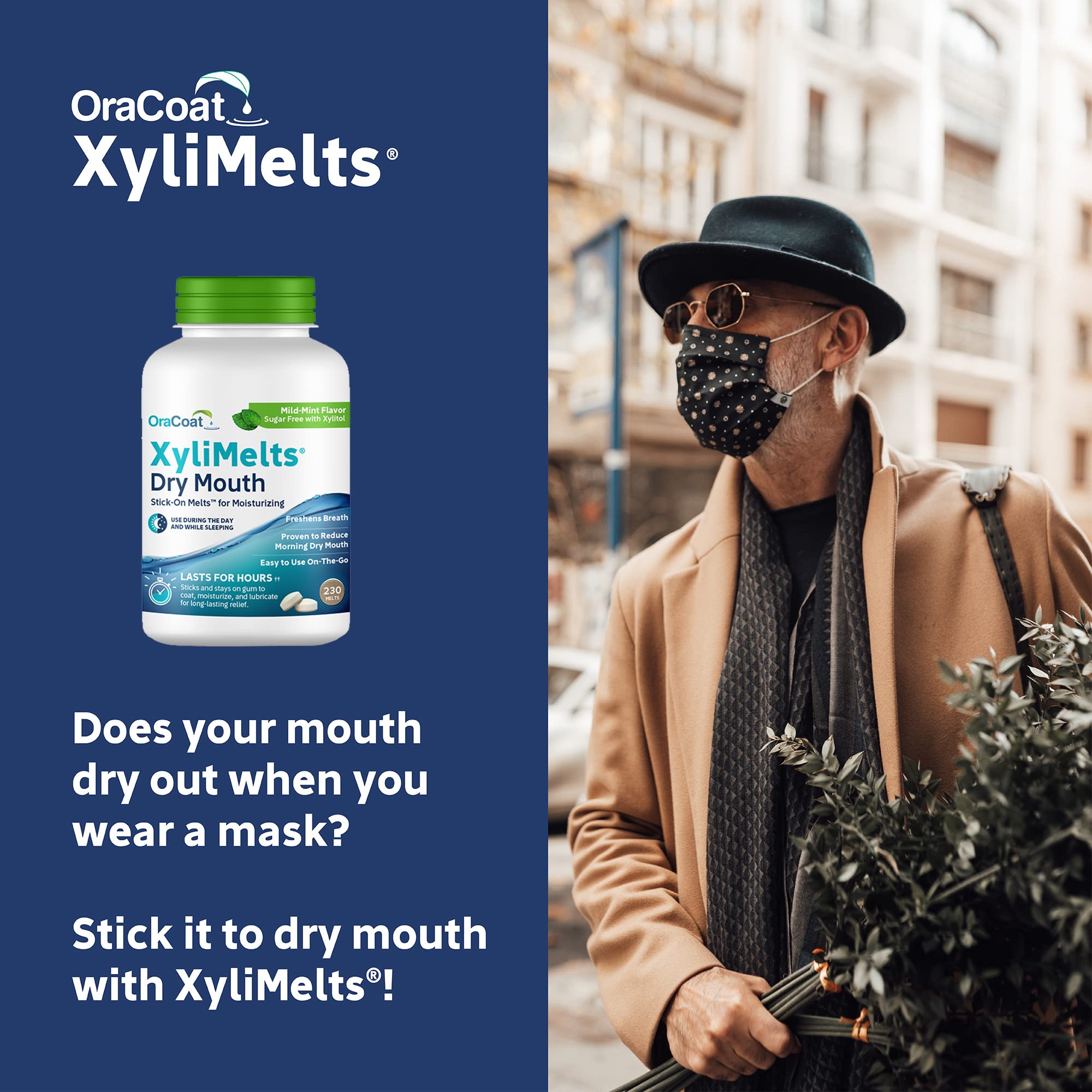 Oracoat XyliMelts ingrédients xylitol, soutien doux pour la salive et l'haleine.