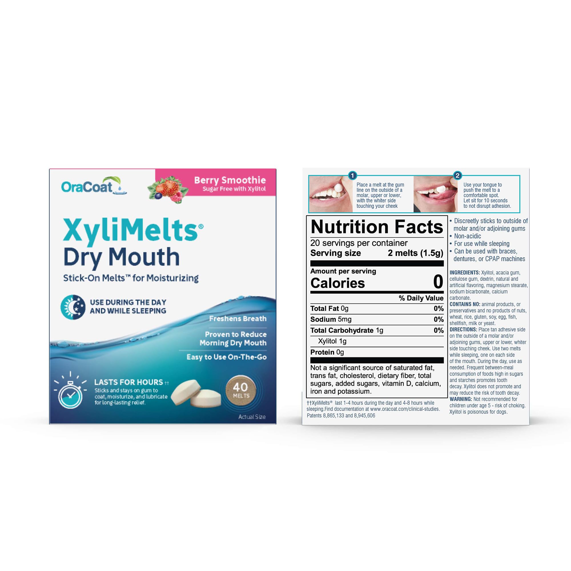 Oracoat XyliMelts saveur baies, apporte hydratation buccale.