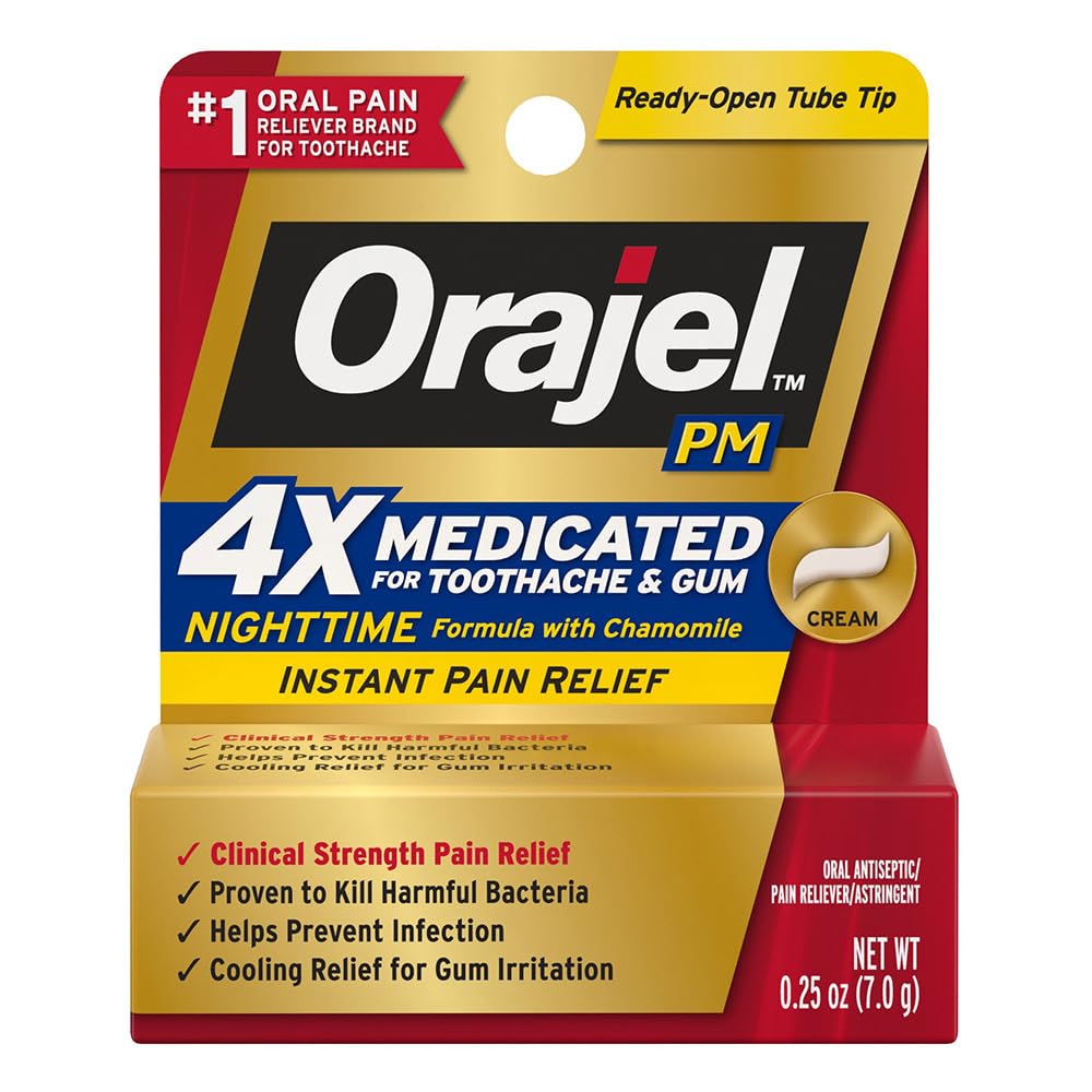 Orajel crème-nuit-dent-0-25-oz: soulagement possible des douleurs dentaires nocturnes.