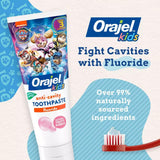 Dentifrice Orajel Paw Patrol, tube-dentifrice fruits-naturels pour enfants, usage quotidien.