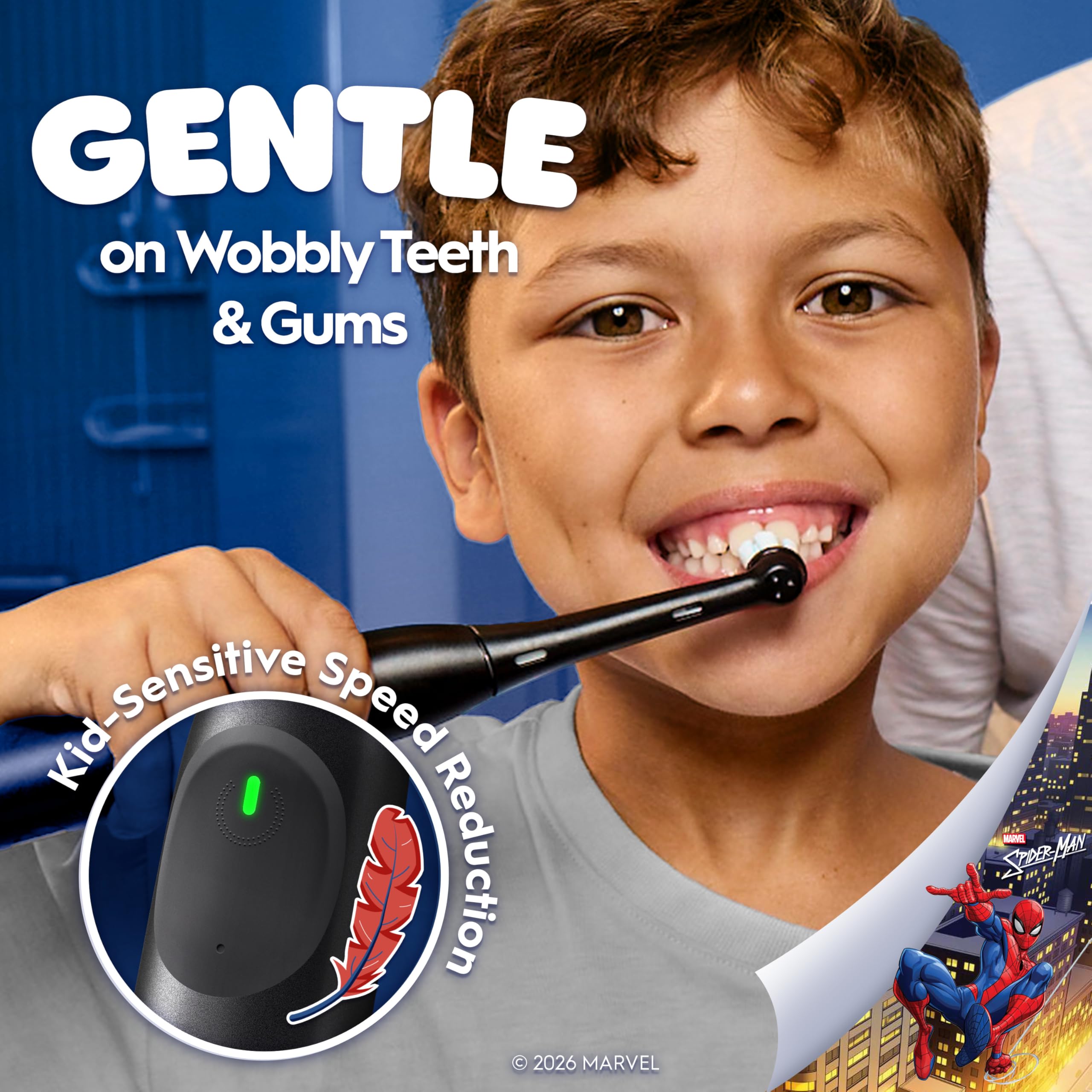 Oral-B iO Kids Spiderman – capteur de pression protégeant les gencives pendant le brossage