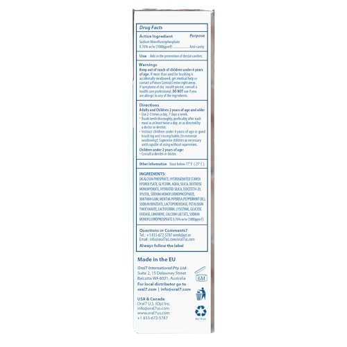 Oral7 dentifrice texture crèmeuse – sensation douce pendant le brossage.