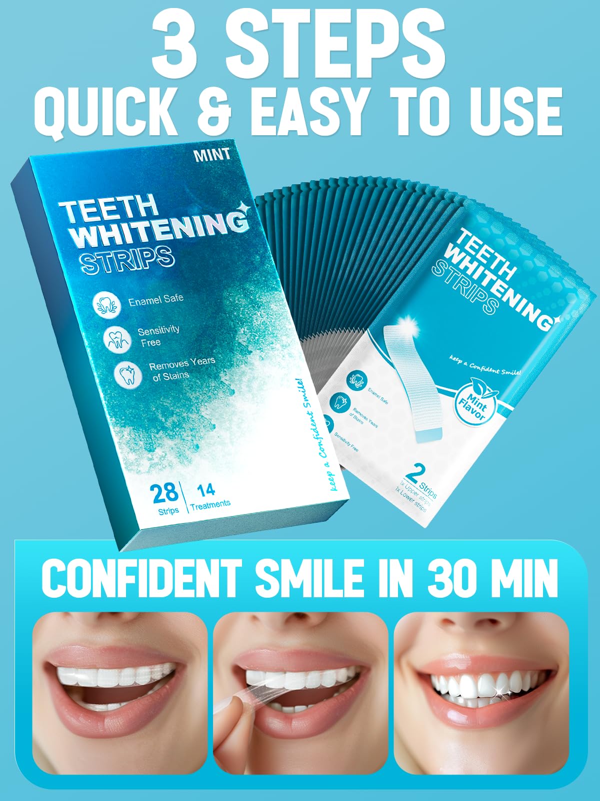 Oralfree Bandes blanchiment dents saveur menthe pour une haleine fraîche après application