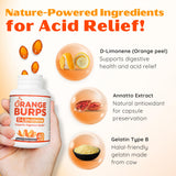 Orange Burps: gélules d-limonene, solution naturelle pour l'inconfort après repas.