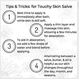 Emballage durable et sans cruauté animale pour Touchy Skin Salve.