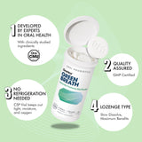 OraTicx Green Breath étiquette oraCMU et informations sur les bénéfices buccaux
