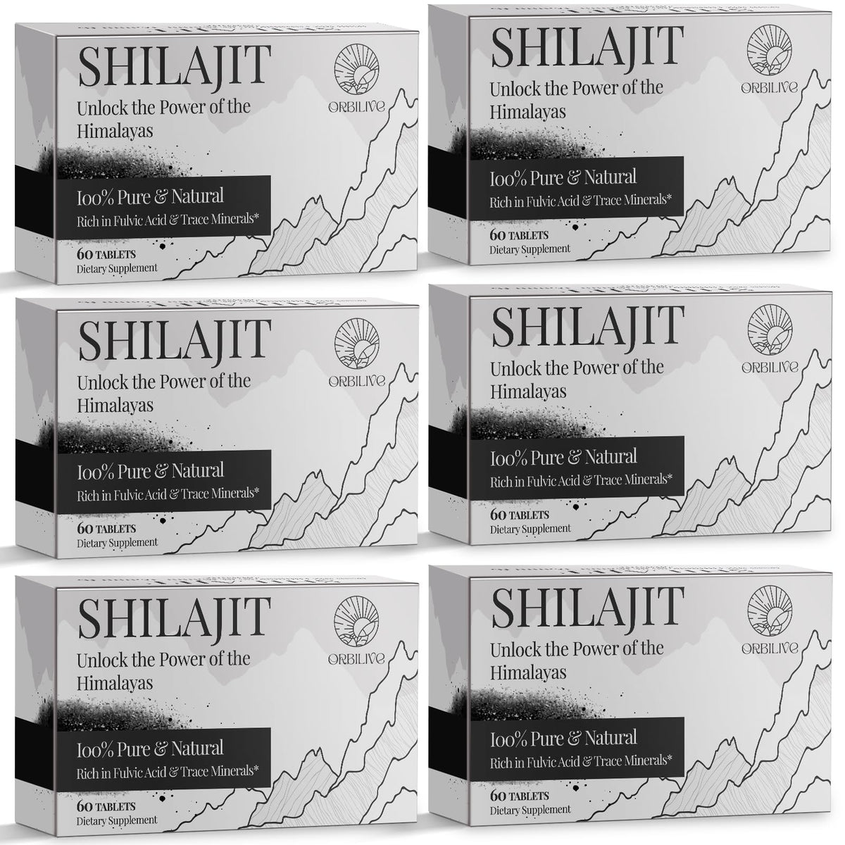 ORBILIVE Shilajit - Bouteille de tablettes, énergie naturelle possible.
