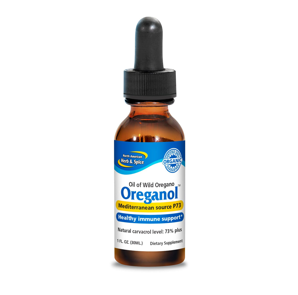 Oreganol P73: bouteille d'huile d'origan sauvage, idéale pour un usage quotidien.