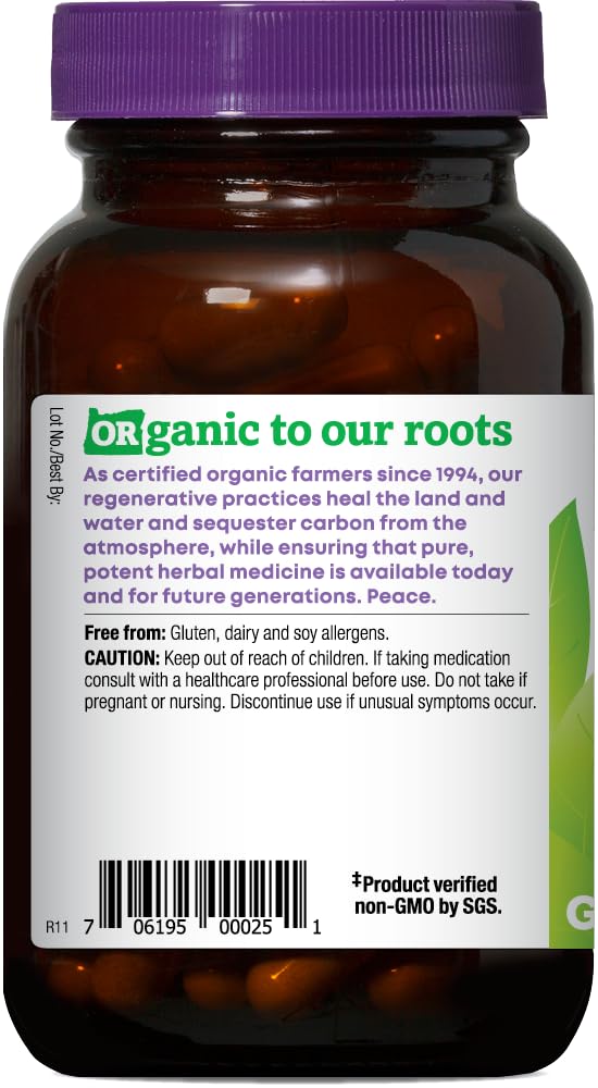 Oregon's Wild Harvest Bardane étiquette – informations claires sur le produit